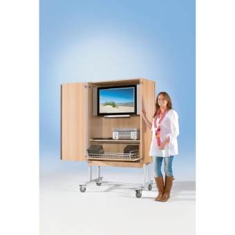 Flat-Screen-Schrank fahrbar, bis 40 Zoll Diagonale, Höhe 189 cm, 108x60 cm (B/T) Flat-Screen-Schrank fahrbar, bis 40 Zoll Diagonale, Höhe 189 cm, 108x60 cm (B/T)
